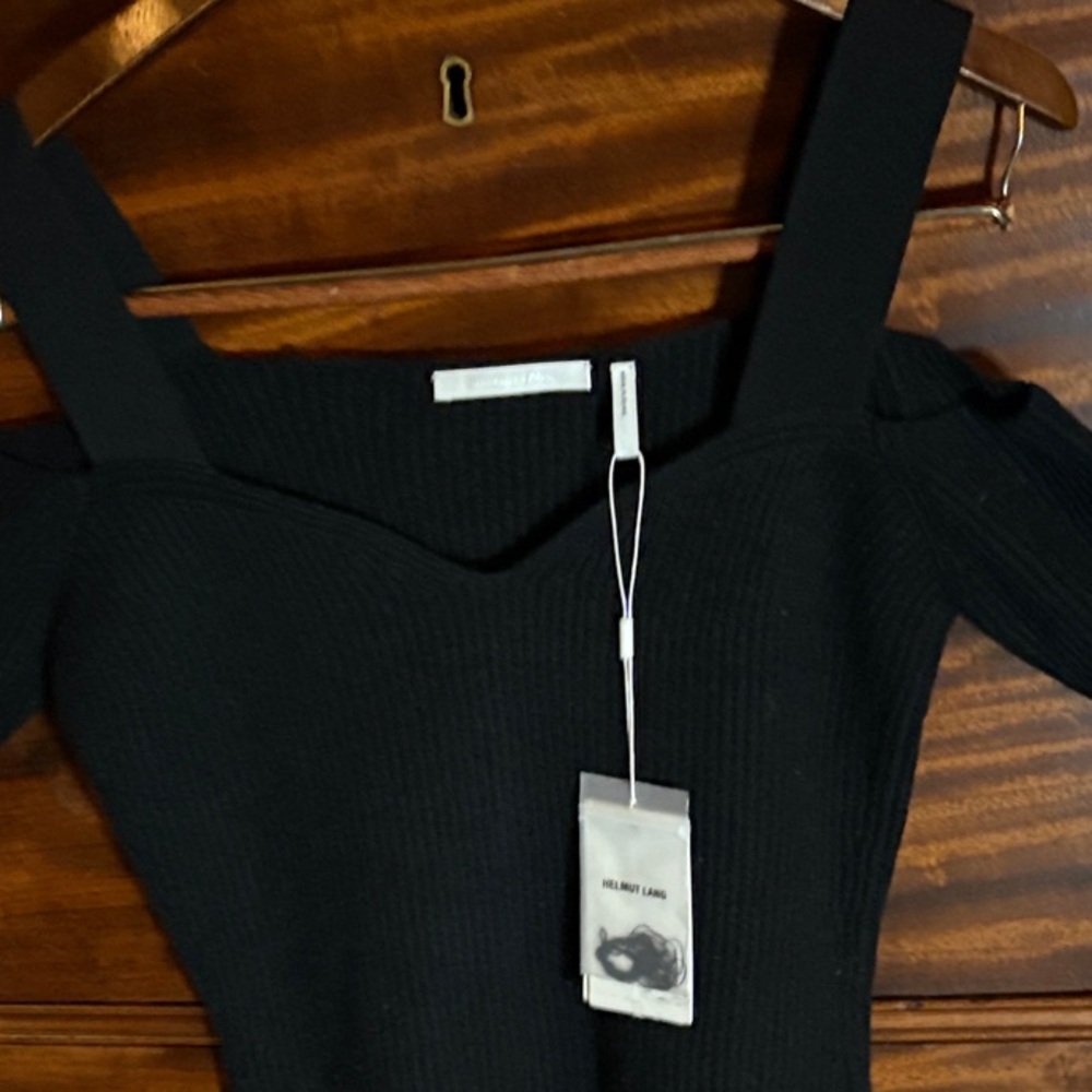 Helmut Lang Black Off-the-Shoulder Sweater